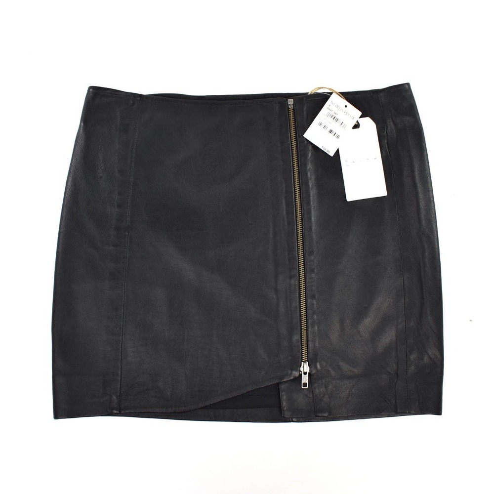 Leith Anthropologie Leather Mini Skirt Black Women’s Size 8